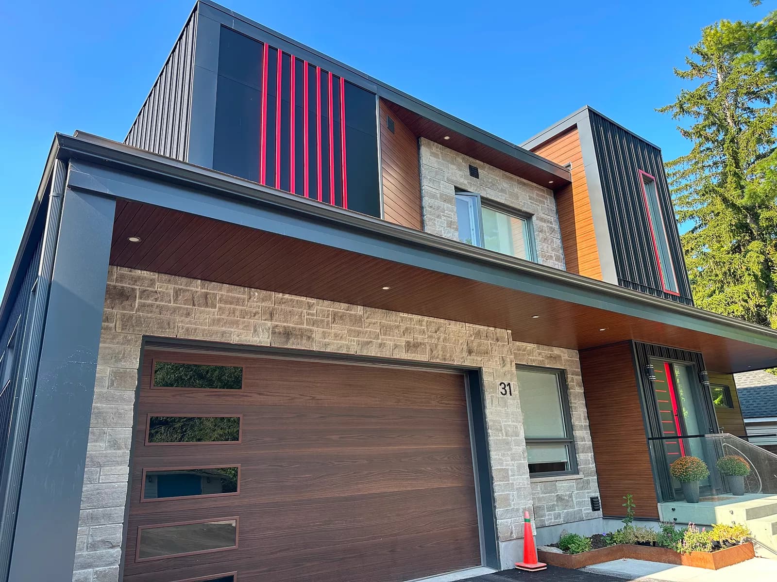 Completed modern residence with exterior cladding