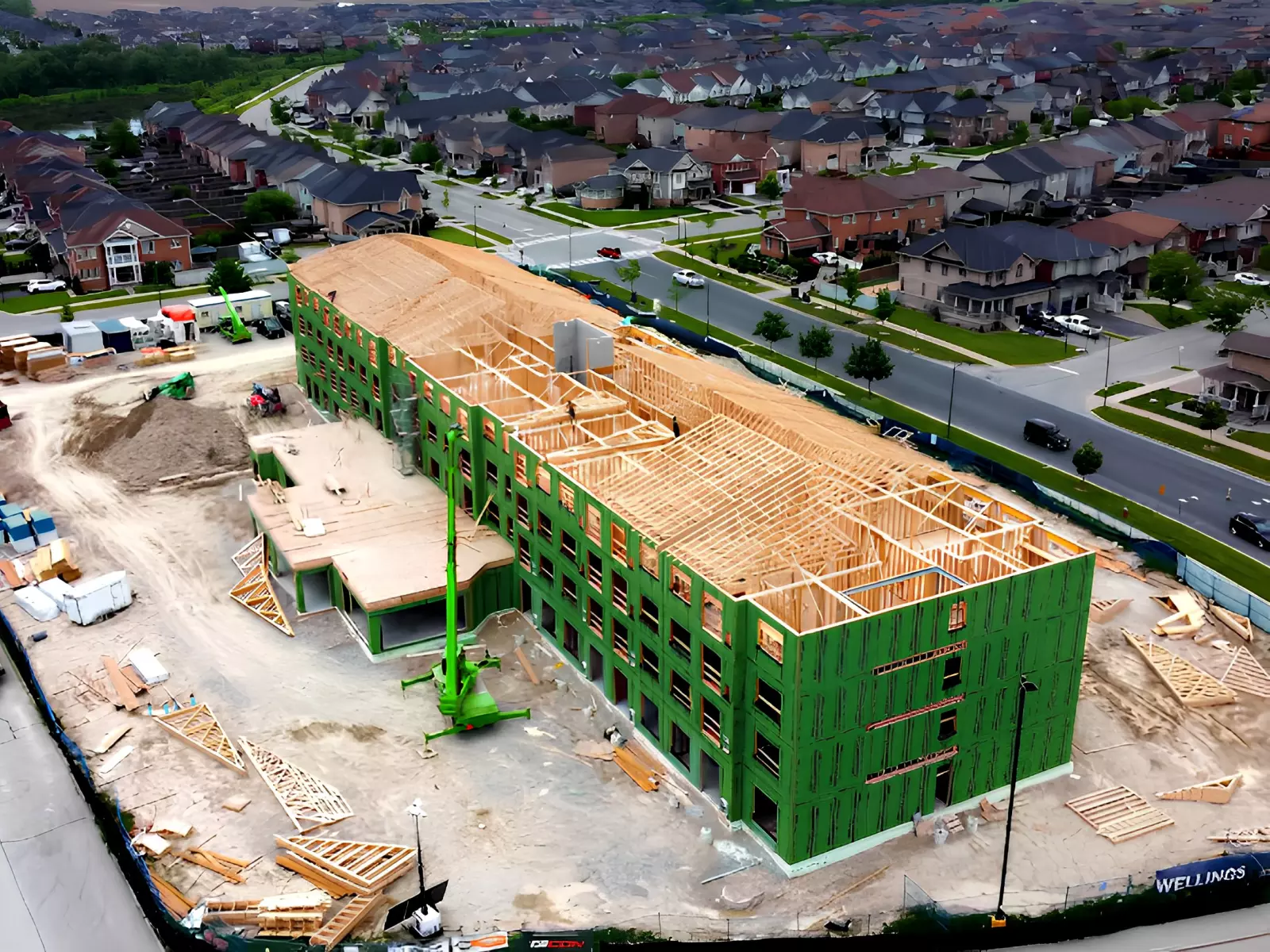 Aerial view of a multi-residential construction project